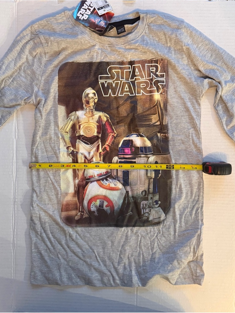 Disney Star Wars Gray Long Sleeve Droid Graphic Tee